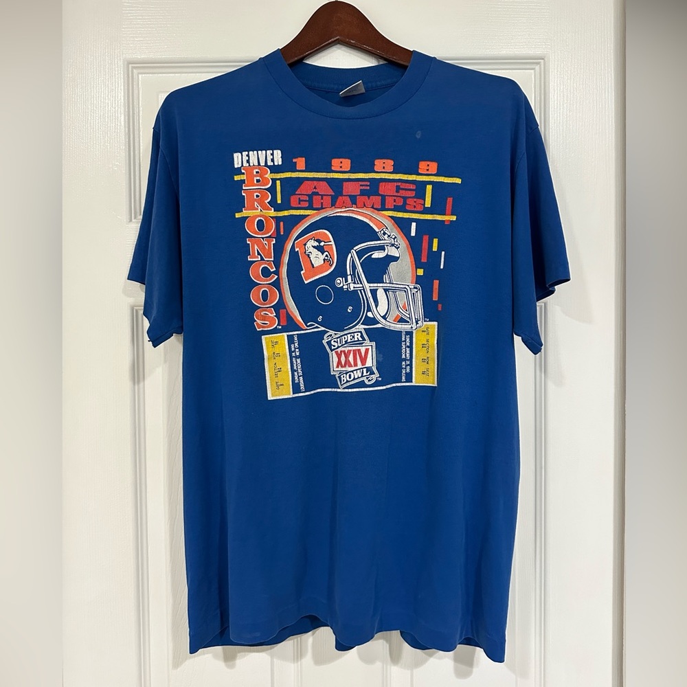 Vintage Denver Broncos 1988 AFC Champs Tee - XL - Blue
